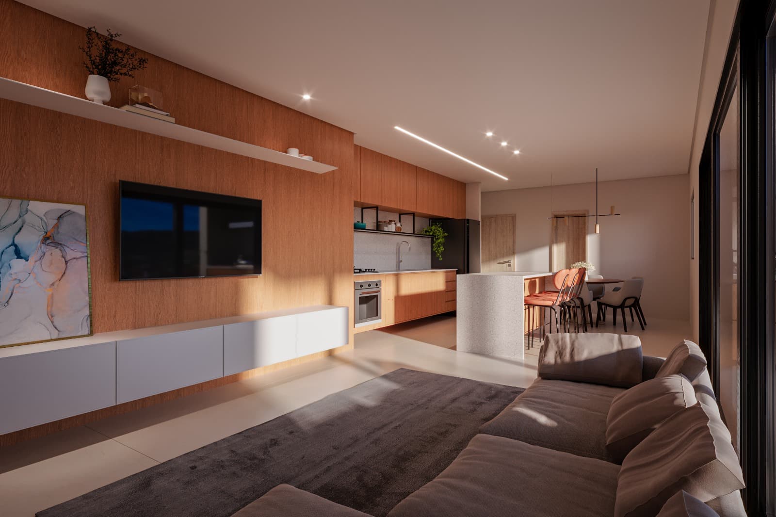 Living do apartamento Viena
